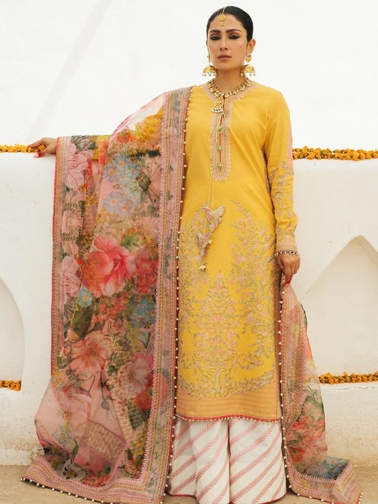Hussain Rehar Other - Hussain Rehar “Sapehar” Yellow 3-Piece Outfit • Size M • Preloved